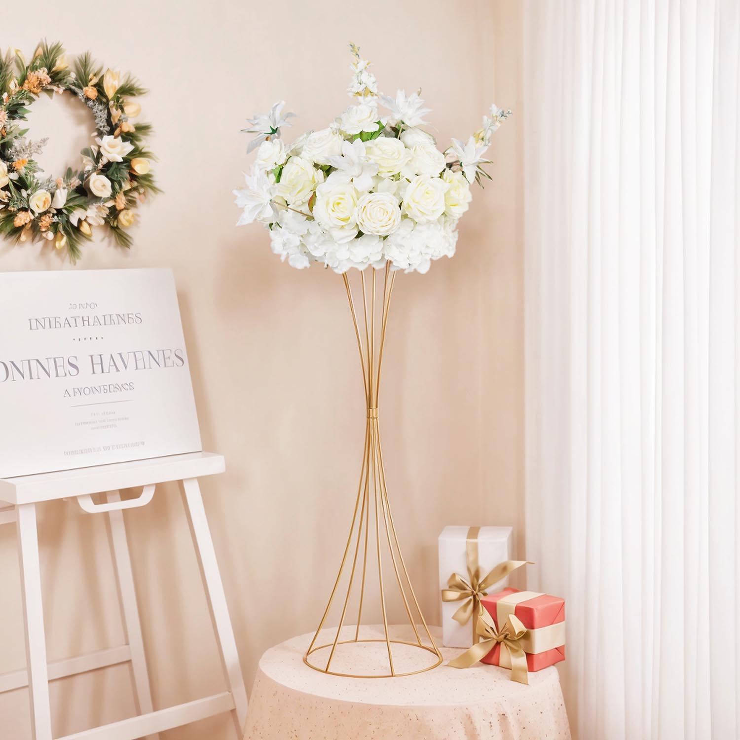35cm Half-Sphere White Floral Arrangement 6 picture